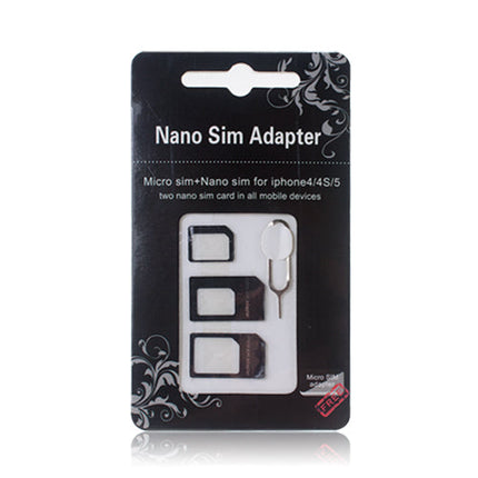 3 In 1 SIM Card Adapter Kit with Eject Pin Black