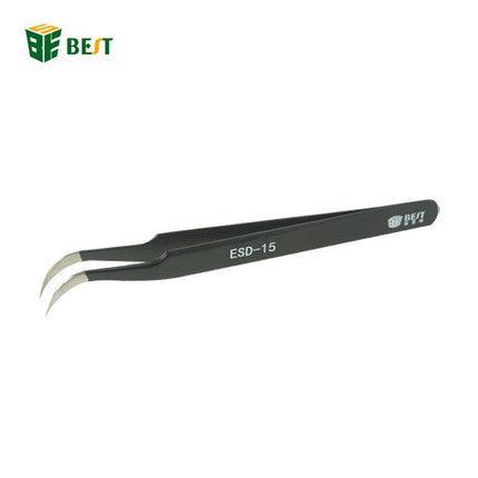 Best ESD Safe Stainless Steel Tweezers Fine Tip Curved Black