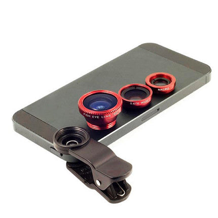 Universal 3 in 1 Clip Lens Red