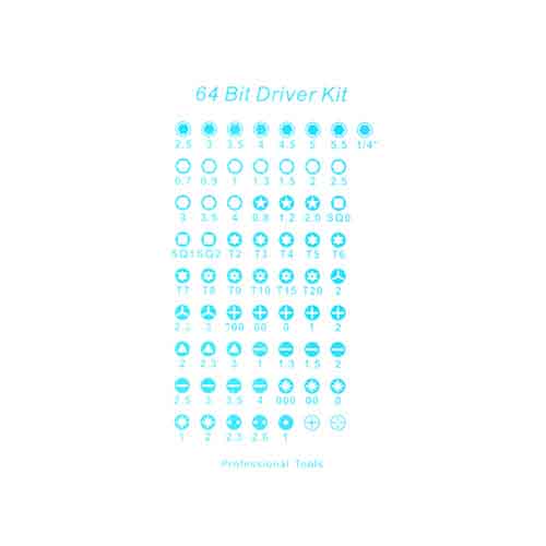 Multi-function Screwdriver tool 64 Bit Driver Kit