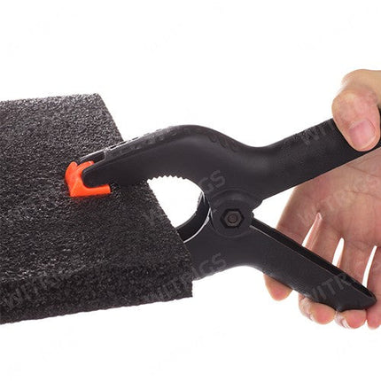 Cell Phone Retaining Holder with Clamp Black/Orange