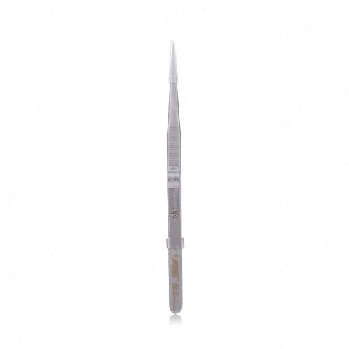 JM-T9-11 Metal Adjustable Tweezer Tip Straight Silver