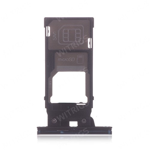 OEM Dual SIM Card Tray + SIM Card Cover Flap for Sony Xperia XZ2 Liquid Black
