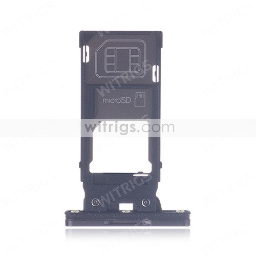 OEM SIM Card Tray + SIM Cover Flap for Sony Xperia XZ2 Premium Chrome Black
