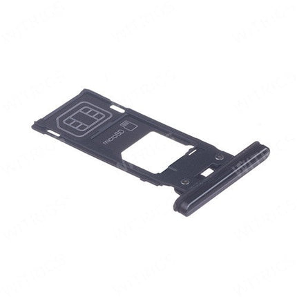 OEM SIM Card Tray + SIM Cover Flap for Sony Xperia XZ2 Premium Chrome Black