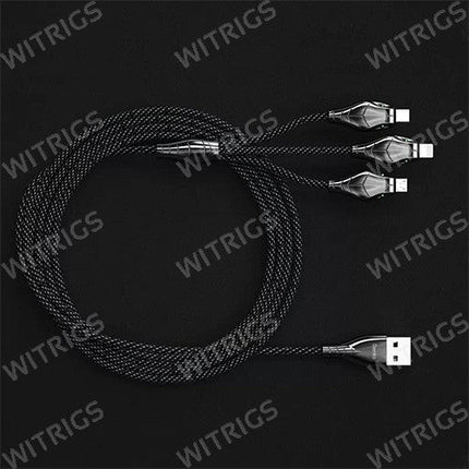 Benks 3 in 1 Braided Quick USB Sync & Charger Cable Black