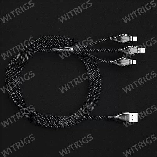 Benks 3 in 1 Braided Quick USB Sync & Charger Cable Black