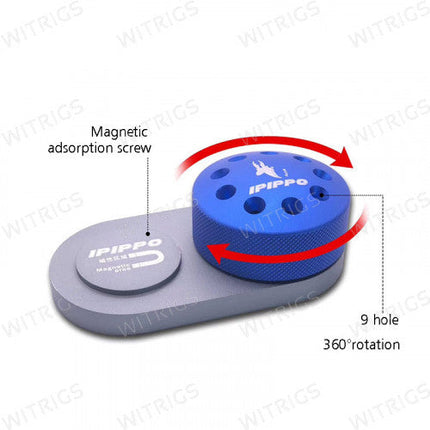 9 Holes Rotating Magnetic Screwdriver Holder Black