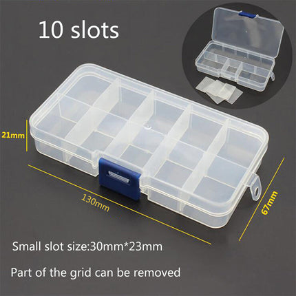 10 Slots Cells Tool Storage Box for Small Component Transparent