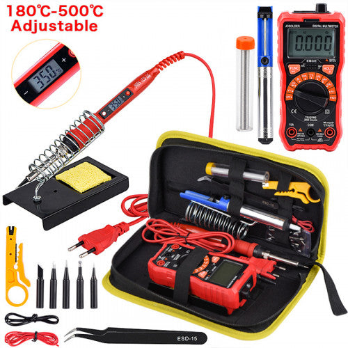 JCD Soldering Iron 80W with Digital Multimeter Kit (Red-US 110V)