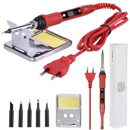 JCD Soldering Iron Kit Adjustable Temperature 80W 908S (Red-EU 220V)