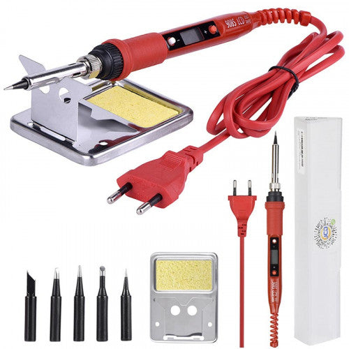 JCD Soldering Iron Kit Adjustable Temperature 80W 908S (Red-EU 220V)
