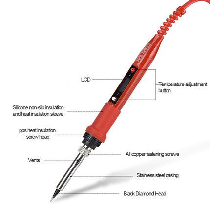 JCD Soldering Iron Kit Adjustable Temperature 80W 908S (Red-EU 220V)