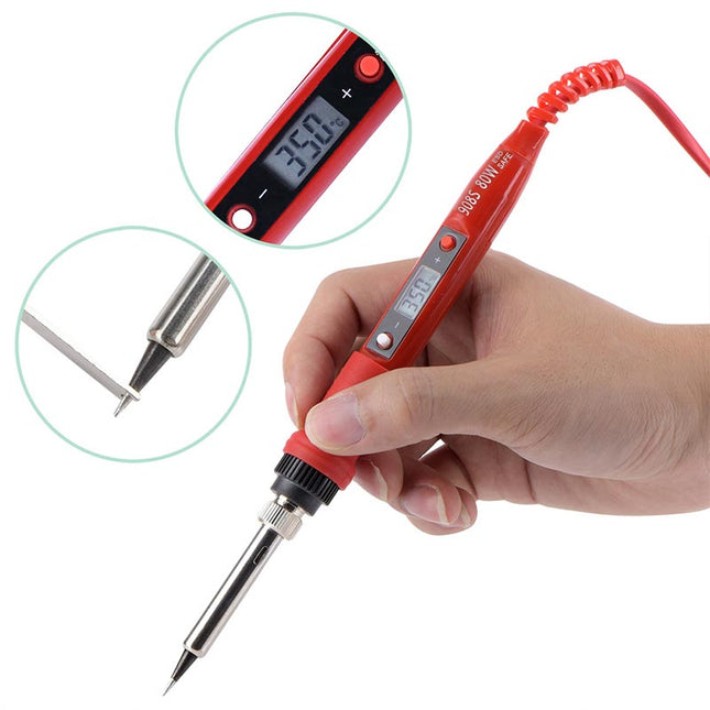 JCD Soldering Iron Kit Adjustable Temperature 80W 908S (Red-EU 220V)