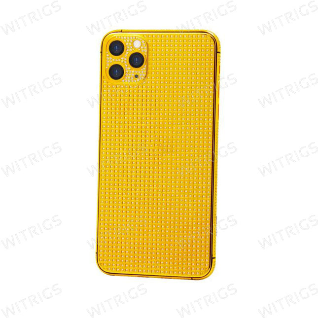 Custom Luxury Full Diamonds Back Housing for iPhone 11 Pro Max Gold