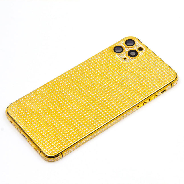 Custom Luxury Full Diamonds Back Housing for iPhone 11 Pro Max Gold