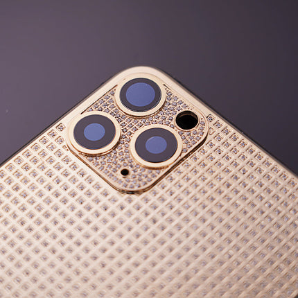 Custom Luxury Full Diamonds Back Housing for iPhone 11 Pro Max Gold