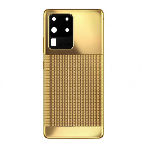 Custom Luxury Battery Cover with Frame for Samsung Galaxy S20 Ultra Gold