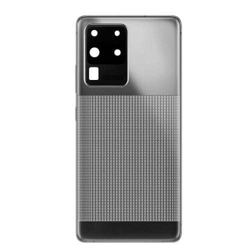 Custom Luxury Battery Cover with Frame for Samsung Galaxy S20 Ultra Silver