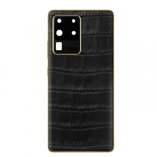 Custom Luxury Battery Cover with Frame for Samsung Galaxy S20 Ultra Black