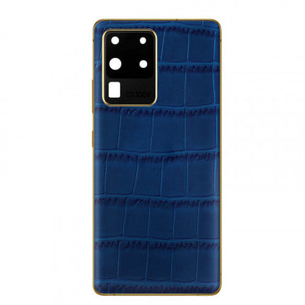Custom Luxury Battery Cover with Frame for Samsung Galaxy S20 Ultra Blue