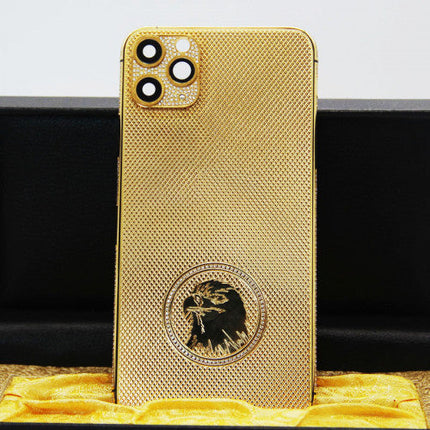 Custom Luxury Full Diamonds Rear Housing for iPhone 11 Pro Gold Eagle