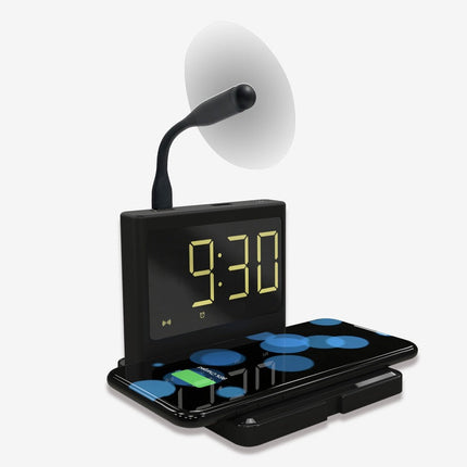 3 in 1 Digital Clock Fast Wireless Charger Black