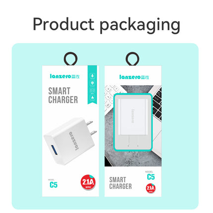 Lanzero C5 USB Charger 2.1A Power Adapter Phone Charger Plug Block