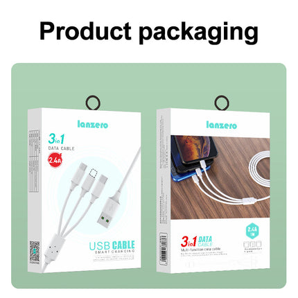 Original 3 in 1 Charging Cable 2.4A Fast Charging USB Cable for Android IOS Type-C